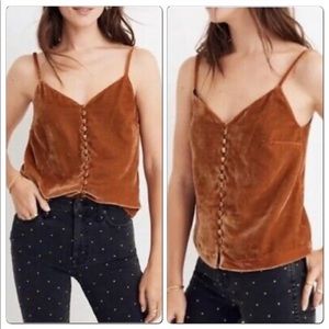 Madewell Velvet Button Down Cami Tank Top